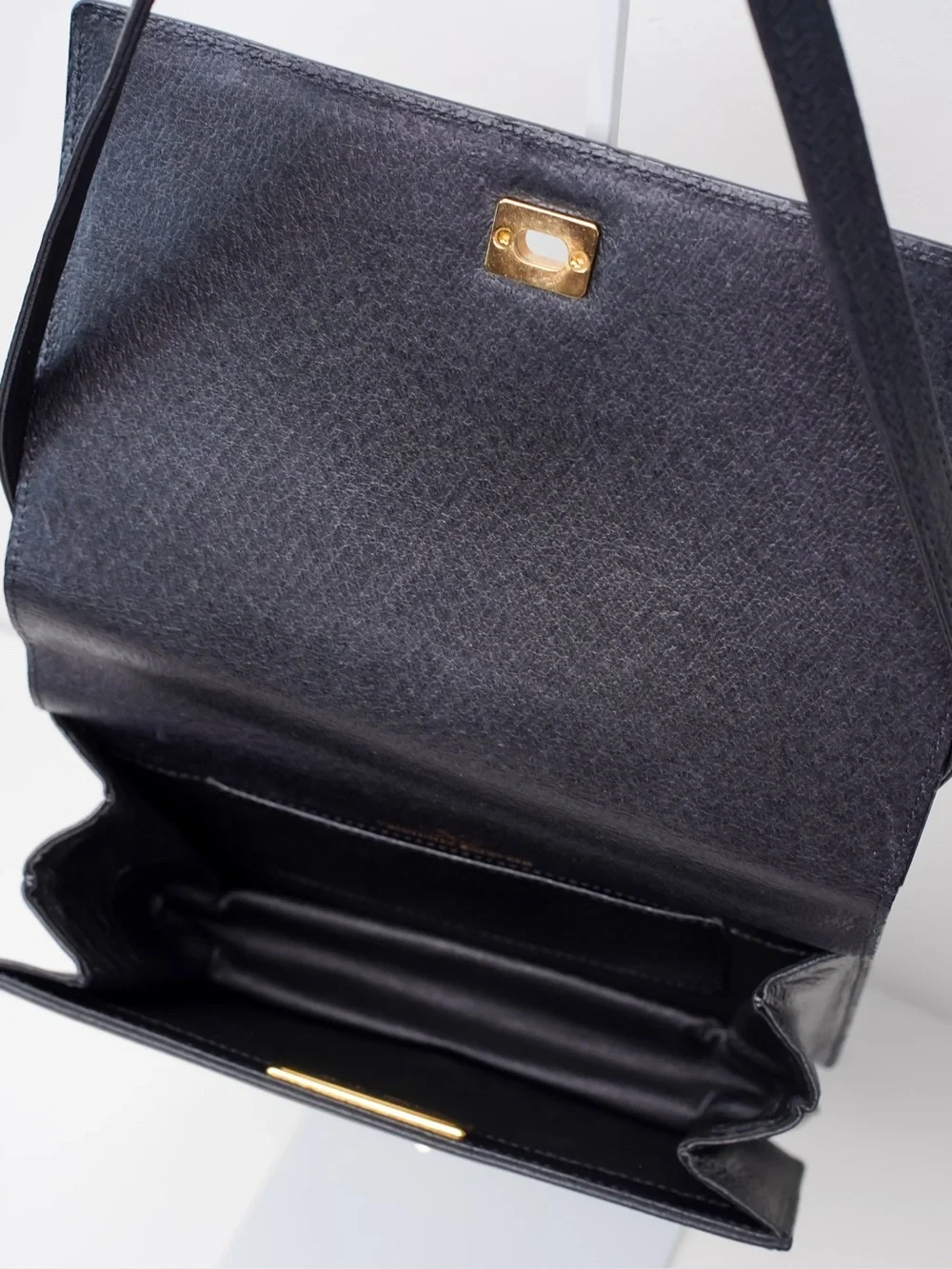 Vintage Valentino Garavani Black Leather Crossbody Bag 90s Quiet Luxury